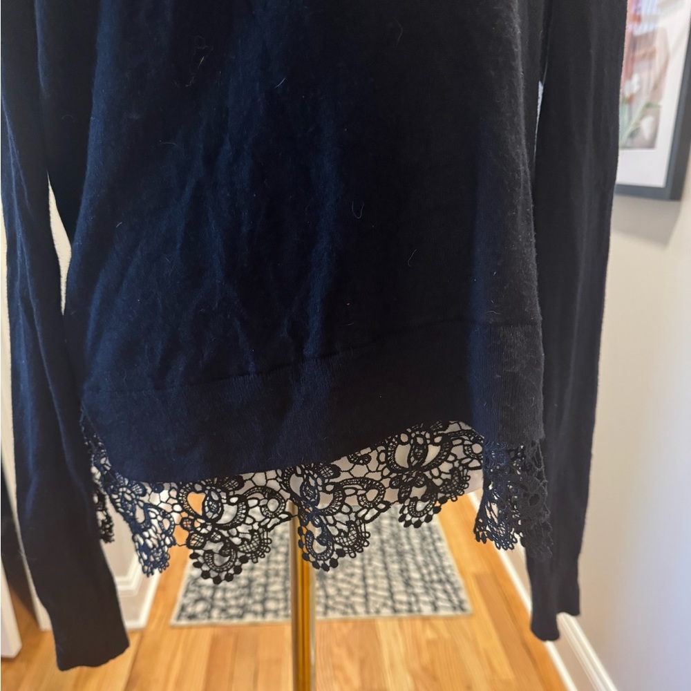 Lord & Taylor Black Lace Hem Sweater - Picture 3 of 7